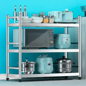 

Stainless Steel Kitchen Shelf Oven Microwave Oven Pot Shelf Cabinet Storage Cabinet Floor Type Household Multi-layer