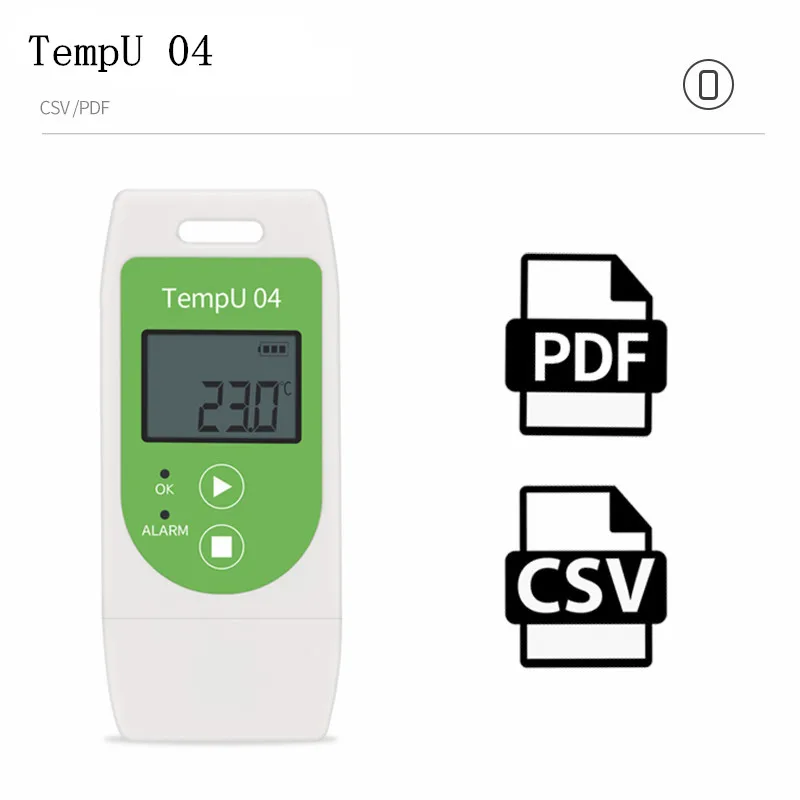 TempU04 Rejestrator temperatury USB Rejestrator temperatury wielokrotnego użytku Raport PDF Przyrząd do rejestrowania temperatury