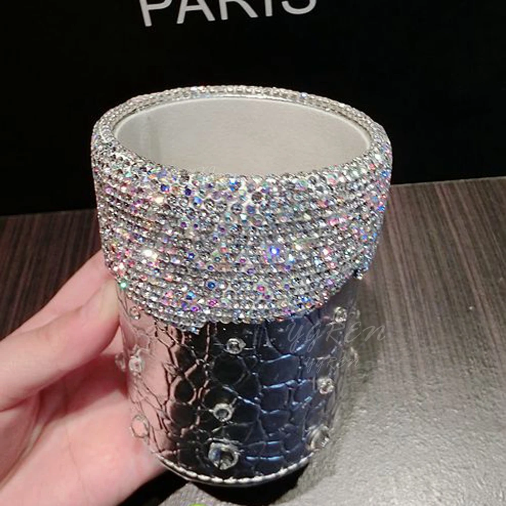 Small Container A Bling блестящие стразы, подставка для уборки, коробка, Обложка, держатель для дома, автомобиля, офиса, Декор, серебро - Название цвета: Small Container A
