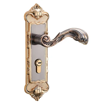 

European Style Door Lock Aluminum Alloy Vintage Bedroom Door Handle Lock Interior Anti-theft Room Safety Door Lock Hardware