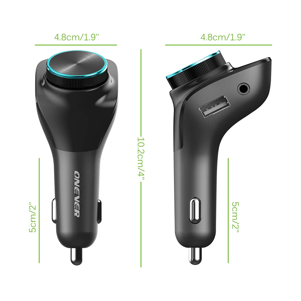 Onever Car Fm transmitter LCD Mp3 Player Wireless Bluetooth 5.0 Receiving Hands free Car Kit AUX 5V/3A Mp3 Adapter Phone Charger