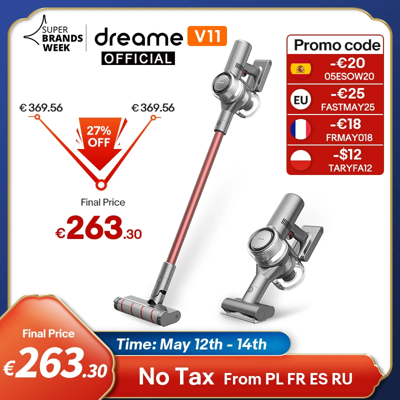 Dreame V11 Handheld Wireless Vacuum Cleaner OLED Display Portable Cordless 25kPa All in one Dust Collector floor Carpet Cleaner
