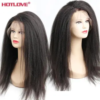 

Peruvian Kinky Straight Hair Lace Frontal Human Hair Wigs 360 Lace Frontal Wigs pre plucked For Black Women With Baby Hair Remy