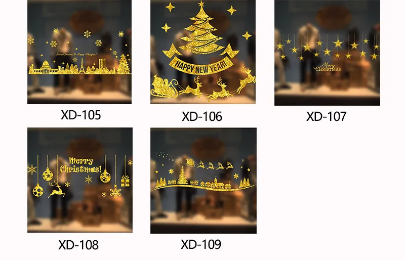 Рождественские статические наклейки рождественские украшения новогодние обои стеклянные оконные украшения, не оставляя следов Сильной адгезии