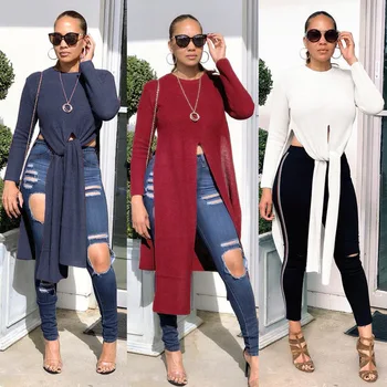 

Fall Winter Women Sweaters Wool O Neck Fashion Sweaters Vintage Knitted Full Sleeve Pullovers Irregular Sweater Solid Color