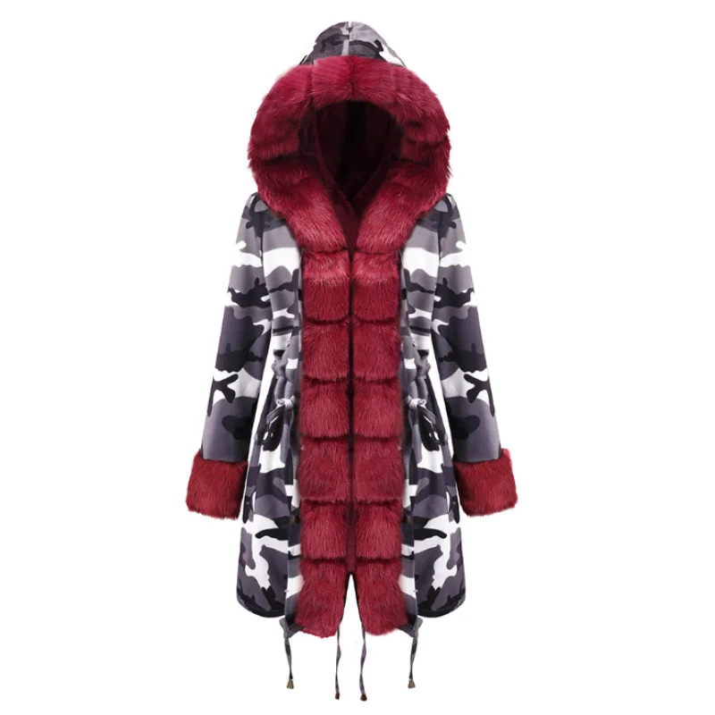 new fashion winter jacket women Imitation fur collar loose long parkas big fur outerwear
