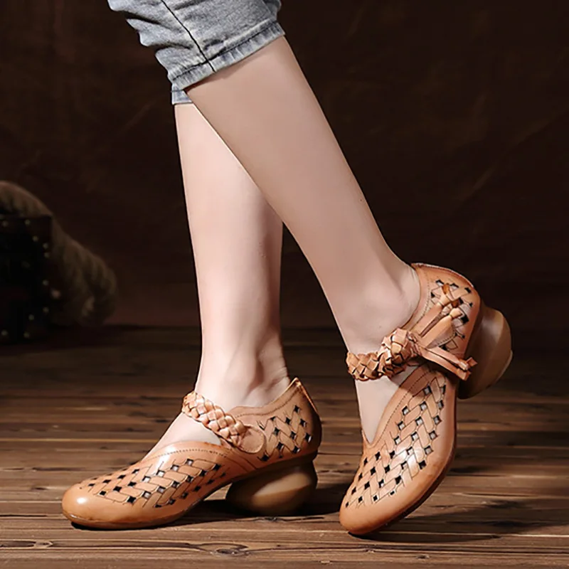 

HUIZUMEI Origional Casual Hollow out Shoes Women's Laser Varved Craft Characteristics Design Handmade WOMEN'S Genuine Leather Sh