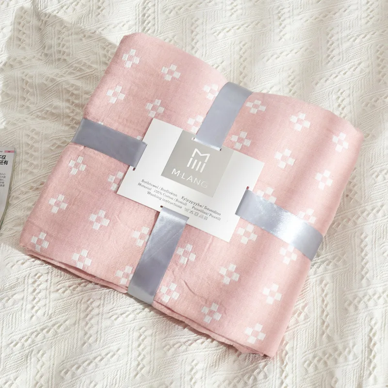 Хлопковое Марлевое стеганое одеяло на диване, шезлонг, покрывало, покрывало, офисный отдых, плед - Цвет: pink flower