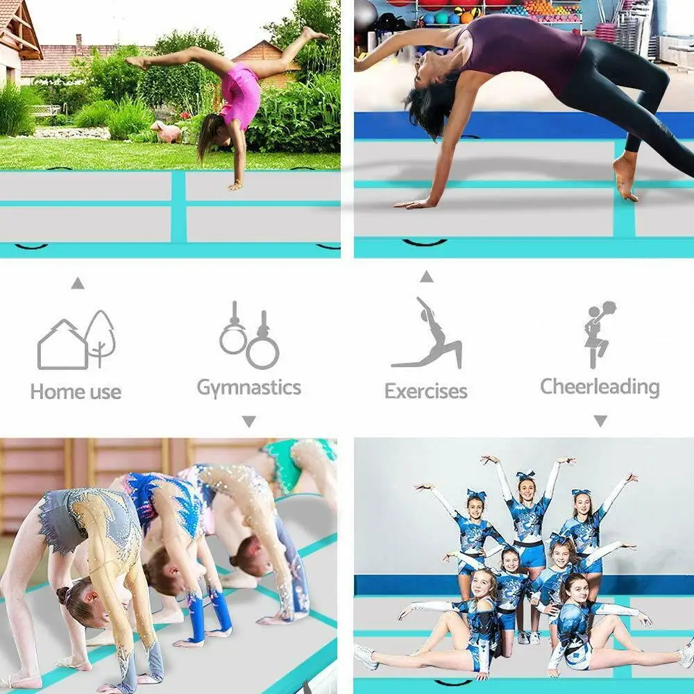Inflatable Air Mat Tumble Gymnastics Track Fitness Airtrack Gymnastics Mat Yoga Tumbling Mat for Cheerleading Free Pump 5