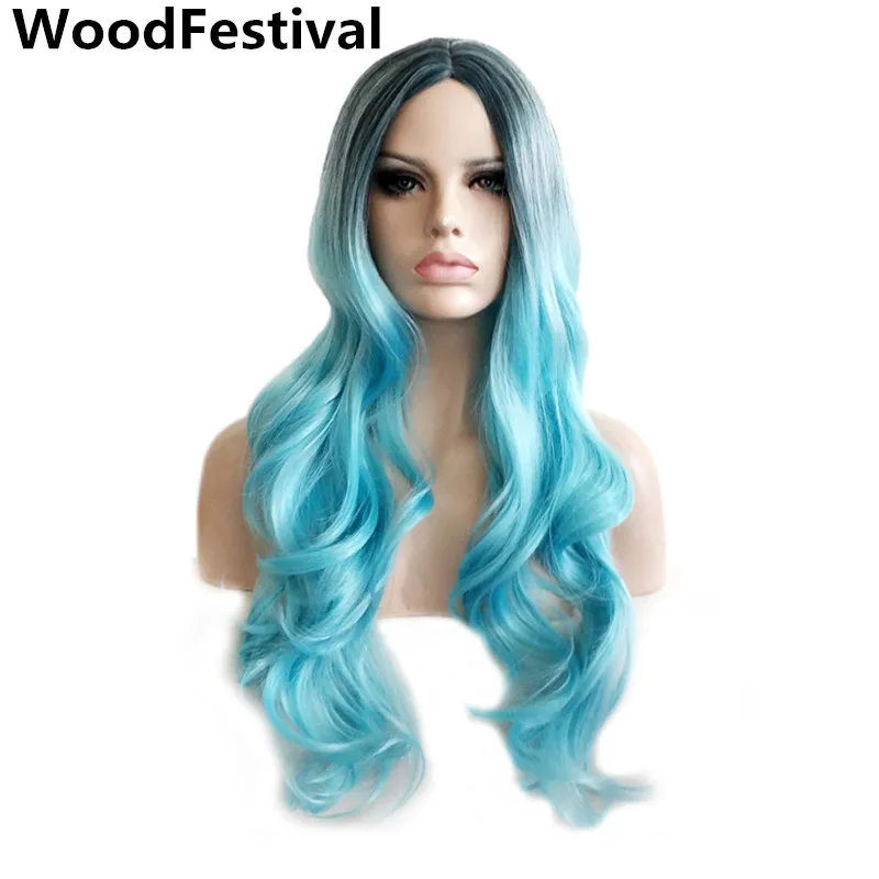 

real picture Lolita blonde long wavy wig 80cm heat resistant ombre blonde wig synthetic wigs for women wigs hair WoodFestival