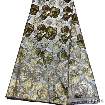 

Gold Jacquard Brocade African Lace Fabric 5 yards Hot Sale Embroidered Lace High Qualiy Lace Fabric For Wedding Party Dress