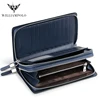 Business Genuine Leather Wallet Long Double Zipper Wrist Men Phone Wallet Purses Cowhide Luxury Brand High Capacity Clutch Bag 2