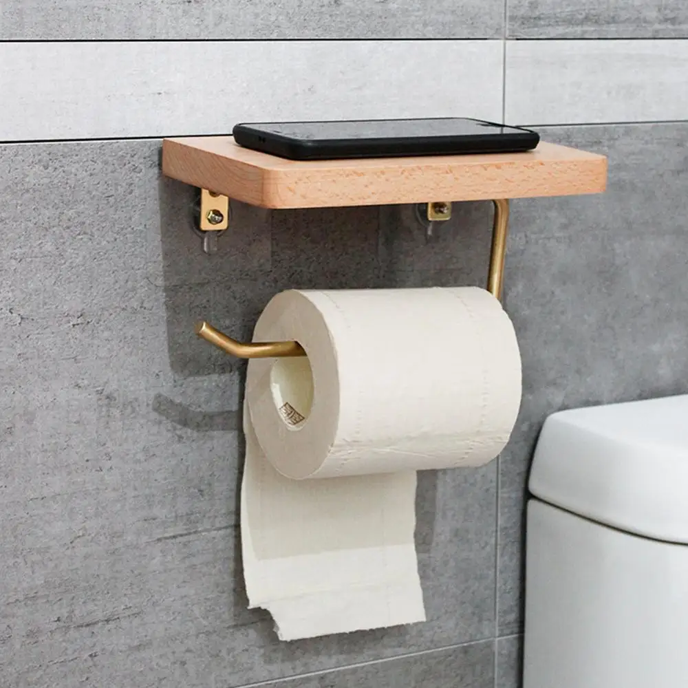 Nordic Wood Paper Towel Rack Wooden Tissue Paper Storage Holder Toilet