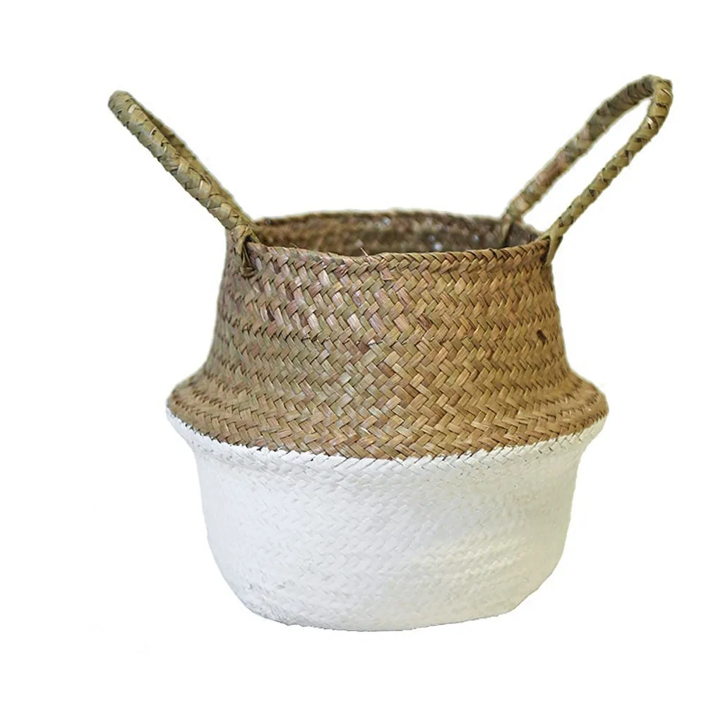 

Seaweed Weaving Flower Pot Natural Flower Baskets Hanging Flowerpot Plant Color Smear Art Home Decor Garden Accessories Y1