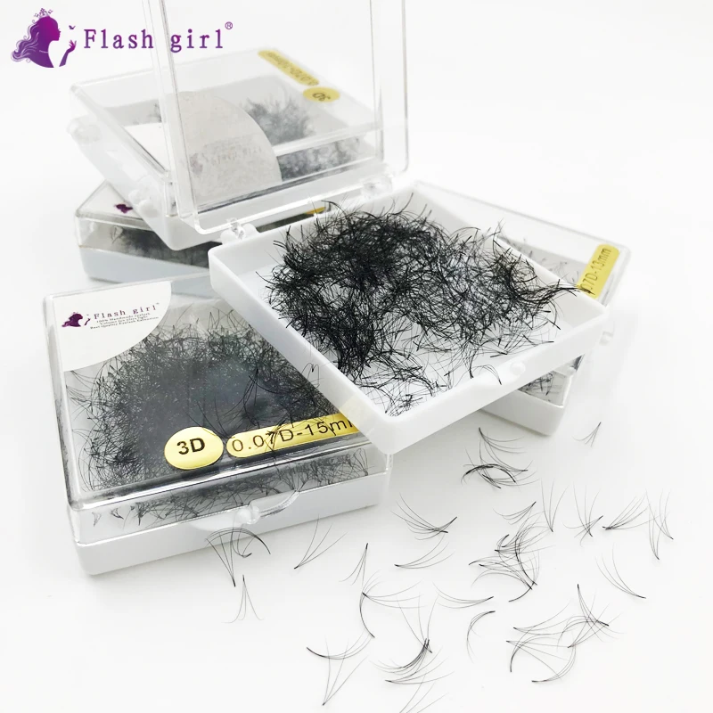 

Flash Girl 8-15mm Eyelash Extension 3D Short Stem Eyelash Extension Individual Lashes 1000 Fans Russia Volume Eyelash Extension