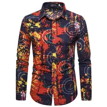 Осенние мужские рубашки, повседневные, тонкие, необычные, уличная одежда, комикс, мультяшный принт, блузка с отворотом, на пуговицах, мужская рубашка, длинный рукав, топ, 9 стилей