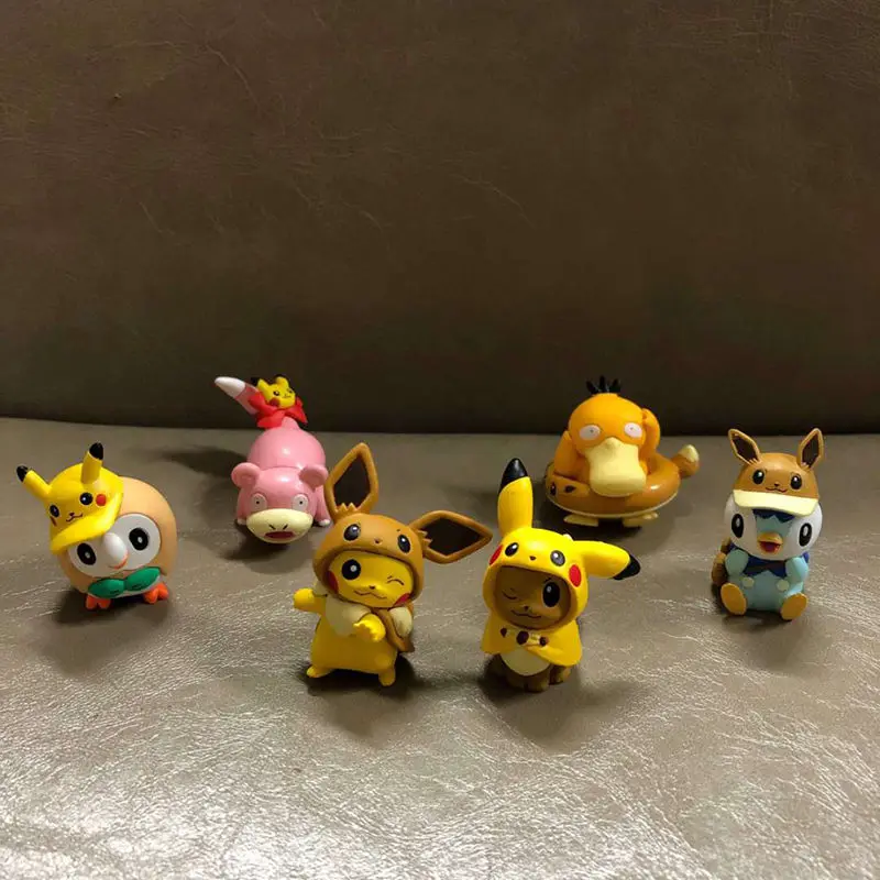 6 шт./компл. Kawaii аниме Pika Psyduck Slowpoke Rowlet Piplup фигура куклы игрушки мультфильм ПКМ фигуркы игрушки подарки для детей