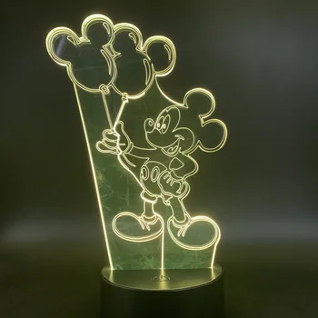 

3D Lamp Double Light Cartoon Lamp for Children Room Night Light Mickey Mouse 7/16 Colors Changing Led Night Light For Kids Gift