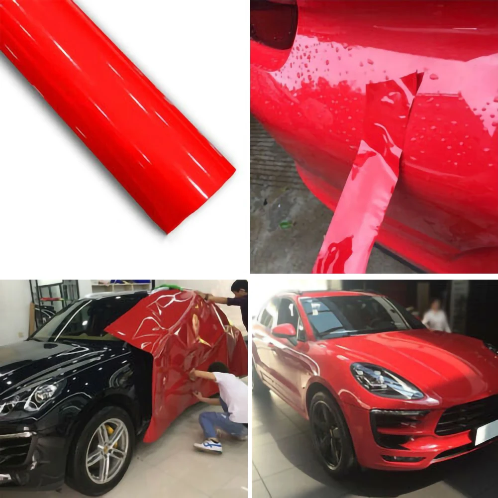 1Roll Super Gloss Red Vinyl Film Car Wraps Auto Glossy Red Foil Car Wrap Film Vehicle Sticker 30 X 152cm cute car decals