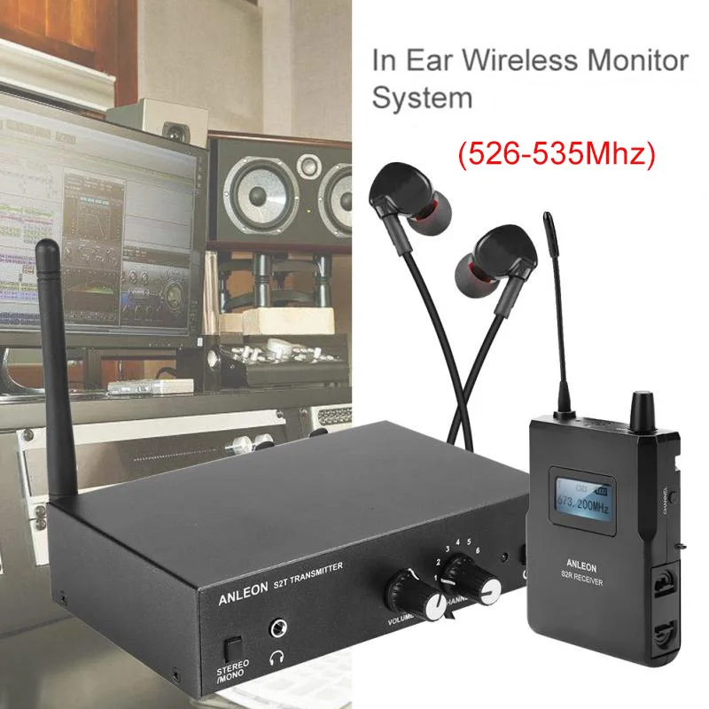 

For ANLEON S2 Stereo Wireless Monitor System Wireless Earphone Microphone Transmitter System 526-535Mhz 100-240V NTC Antenna Kit