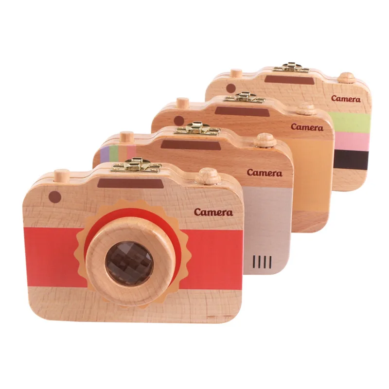 Wooden Children Camera Deciduous Teeth Storage Case Baby Teeth ya wu Storage Box Lanugo Collection Save