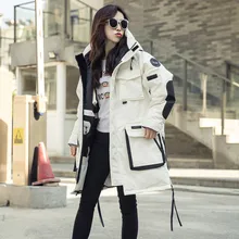 Корейская версия нового пуховика года, толстый, большой размер, для мужчин и женщин, для улицы, длинный пуховик, плюшевая модель, Одинаковая одежда