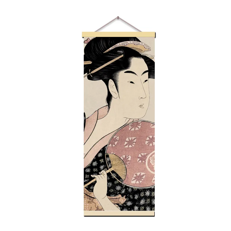 A Японский Ukiyoe для холст плакаты с живописью и принты украшения стены искусства домашний декор с твердой древесины висит Scrol высокой четкости изображения - Цвет: A
