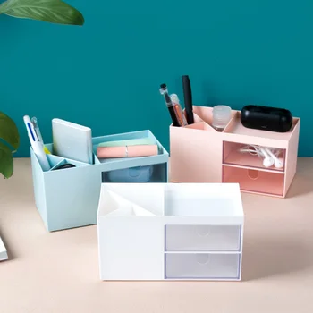 

Nordic Style Multifunctional Plastic Pen Holder Desk Organizer Cosmetic Storage Box Desktop Drawer Storage Organizer Sundries