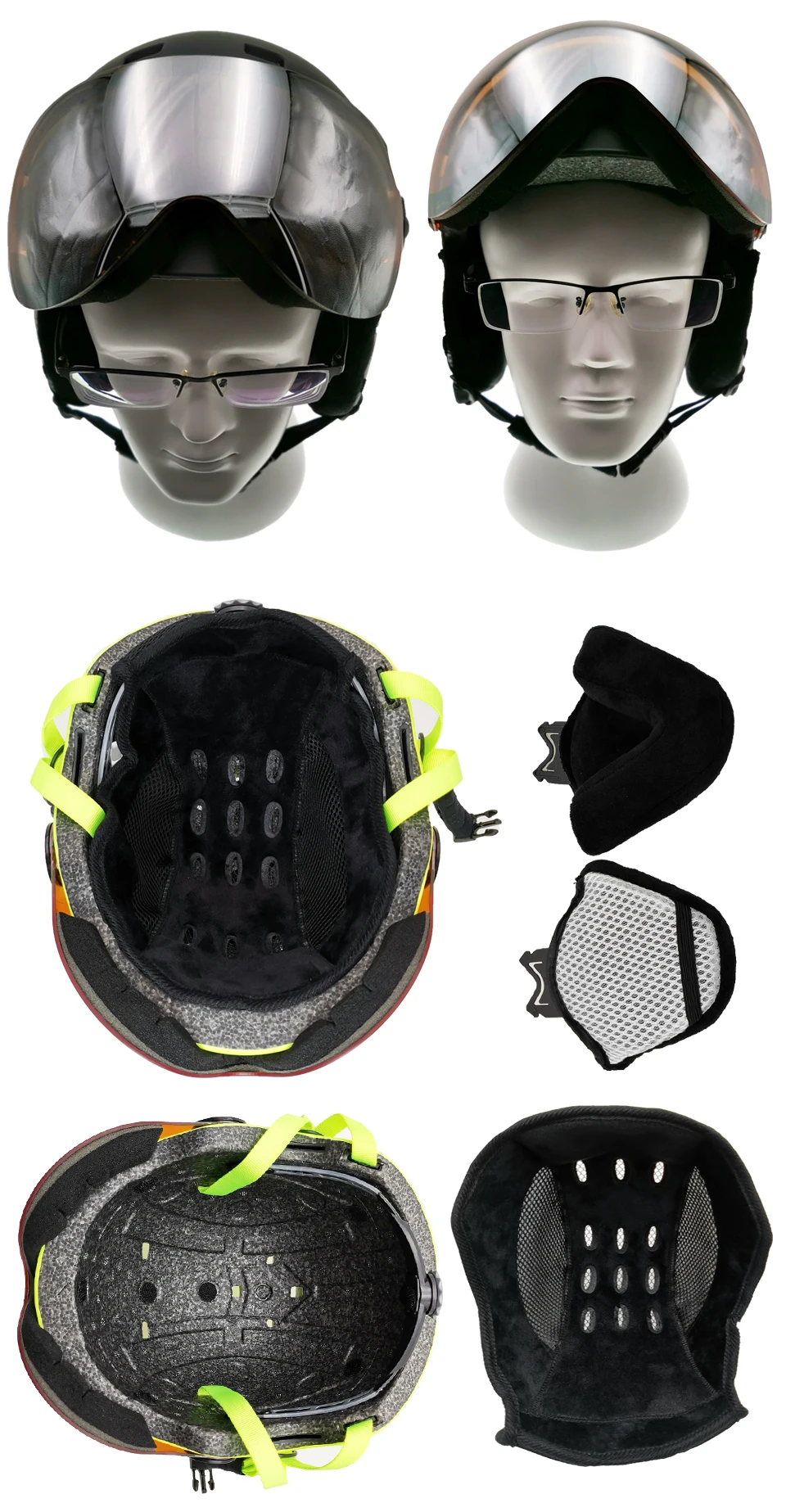 Ultralight PC+EPS CE Skiing Sports Helmet Display Interior