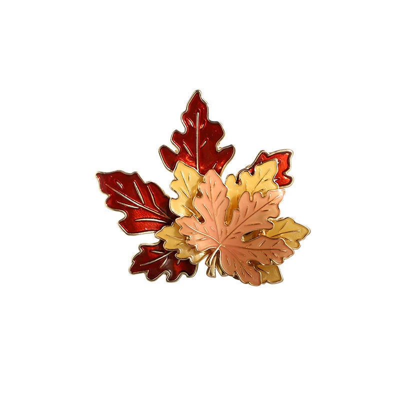 Alloy Enamel Clothing Accessories Jewelry Maple Leaf Brooch Pins
