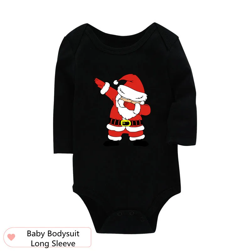 Camiseta negra de manga corta de algodón con estampado de Papá Noel para la familia, ropa a juego para la Navidad para padre, madre e hijos