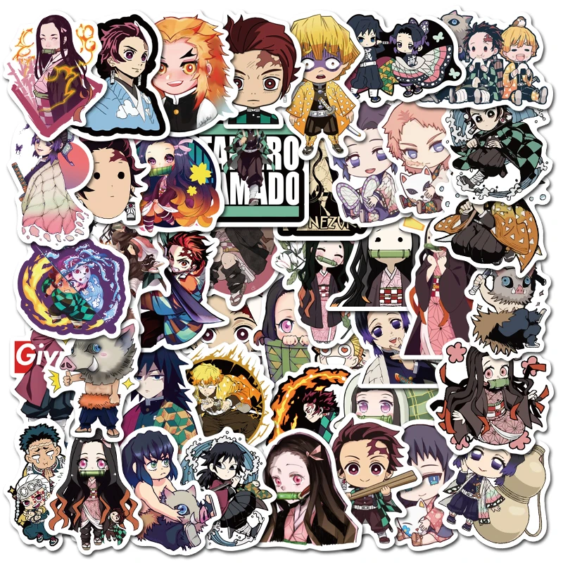 50pcs Hot anime Kimetsu no Yaiba stickers diy decoration laptop Luggage helmet water cup refrigerator guitar skateboard