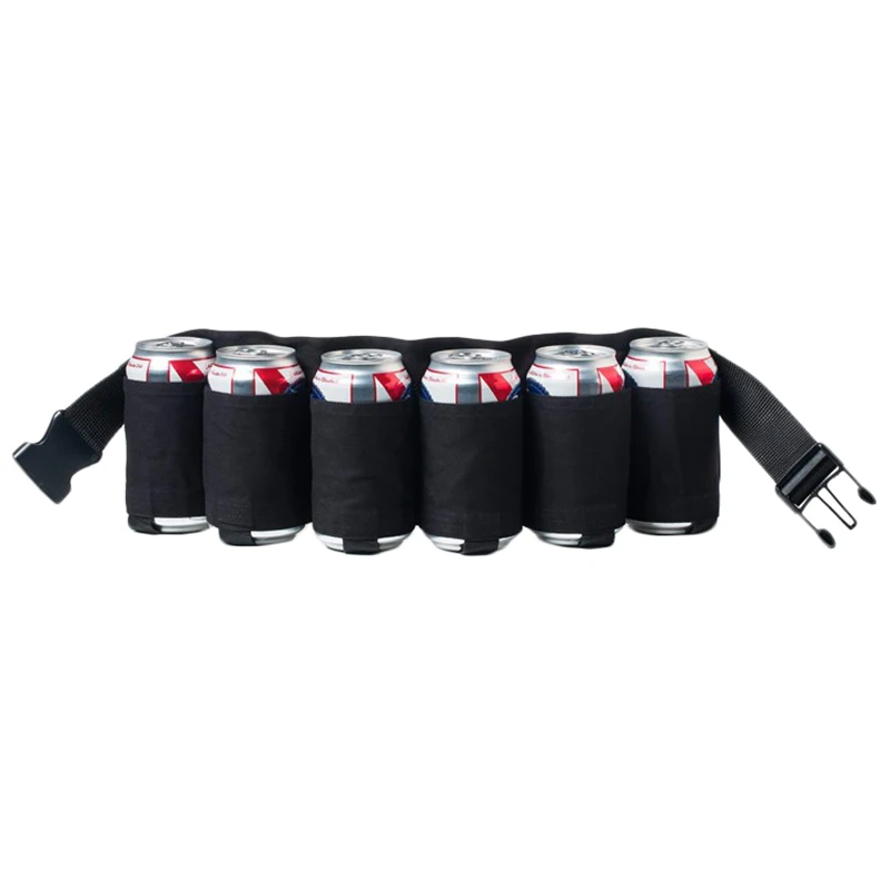 

6 Pack Portable Bottle Waist Beer Belt Bag Wine Bottles Beverage Can Holder