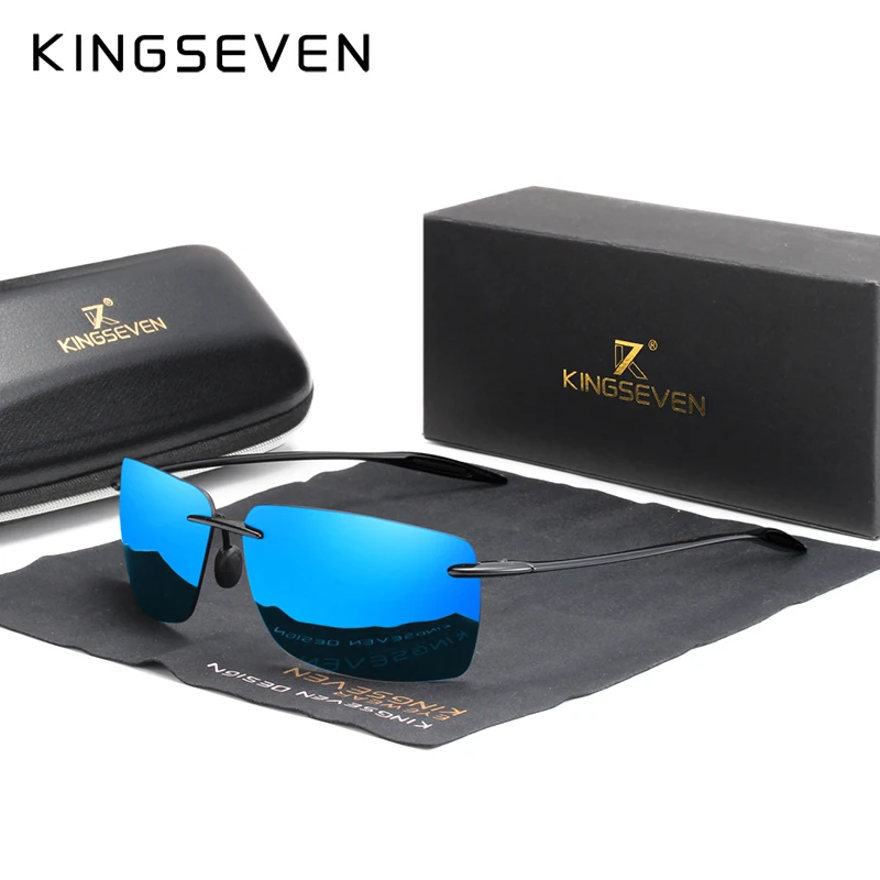 KINGSEVEN, брендовые поляризационные солнцезащитные очки, мужские, модные, без оправы, линзы, для вождения, квадратные, солнцезащитные очки для мужчин и женщин, TR90, очки Zonnebril