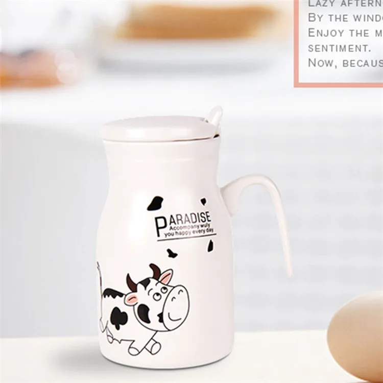 Best Edo Dull Polish Adorkable Cattle Ceramic Cup Cute Creative With Lid Spoon Customizable Milk Coffee Cup