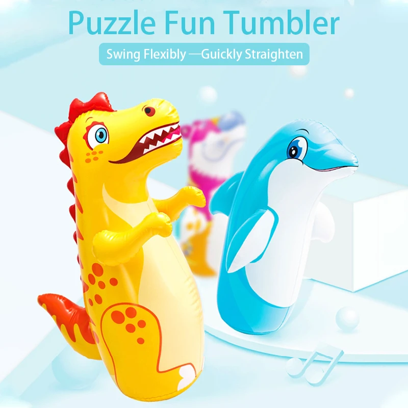 Boxing Animal Tumbler Wrestler Cartoon Shape Anti Stress Set Inflatable Punch Bag for Kids Fitness Children Toys Indoor Outdoor