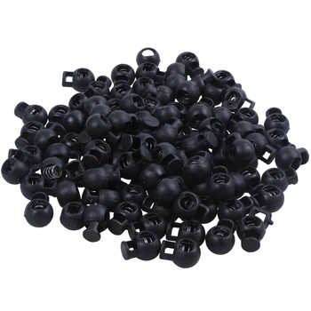 

100 pcs Cord Lock Stopper lock active end off Spherical spring black