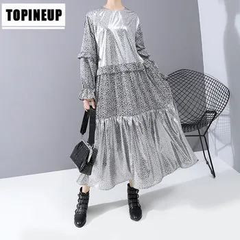 

Spring Autumn Round Neck Ruffled Floral Dress Lotus Leaf Elegant Full Sleeve Over The Knee Dresses Comfortable Popular
