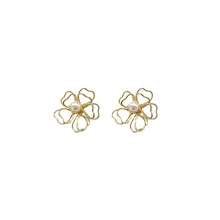 

New Elegant Hollow Out Zircon Flower Long Earrings Fashion For Woman Korean Jewelry Luxury Party Girl's Unusual Earrings