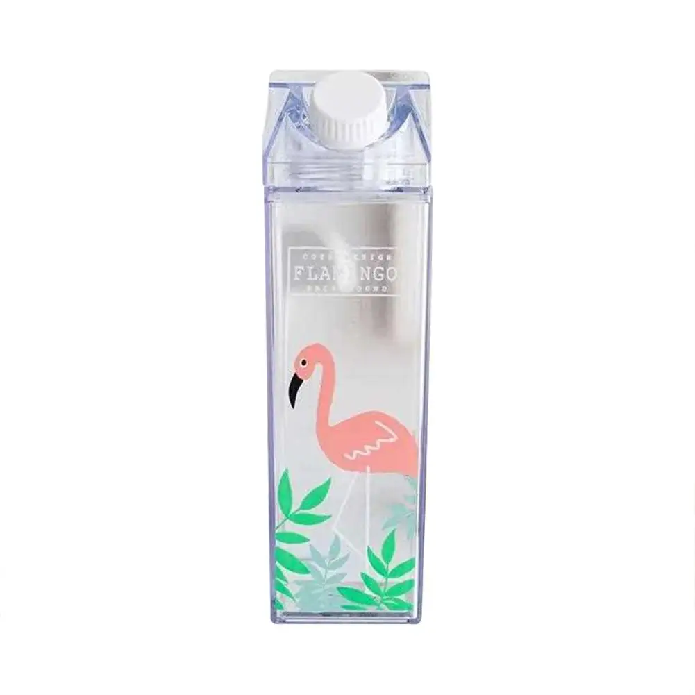 A 1pc Milk BoxCute Flamingo Water Bottle Camping Outdoor Sports Portable Kettle Kitchen Accessories Christmas Travel - Цвет: A