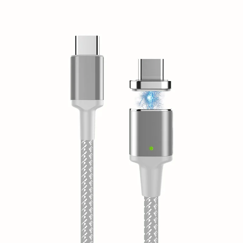 Silver Type-C к USB C магнитной быстрой зарядки данных 1,8 м USB-C кабель 20 в/5A PD E-MARK 100 Вт для iPad MacBook Pro/Air 87 Вт адаптер для ноутбука - Цвет: Silver