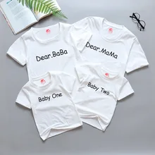 2020 Parent-child Matching Outfit Short Sleeve T-shirt Letter Dear BaBa Dear MaMa Baby One Baby Two Summer T-shirts Family Tops 2020 Parent-child Matching Outfit Short Sleeve T-shirt Letter Dear BaBa Dear MaMa Baby One Baby Two Summer T-shirts Family Tops