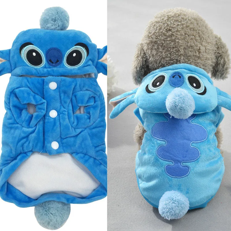 Anime Stitch Costume Pet Cosplay Clothes With Button Winter Fleece Cat Coat Home Pajamas Hoodie Dog Figure Toys | Игрушки и хобби