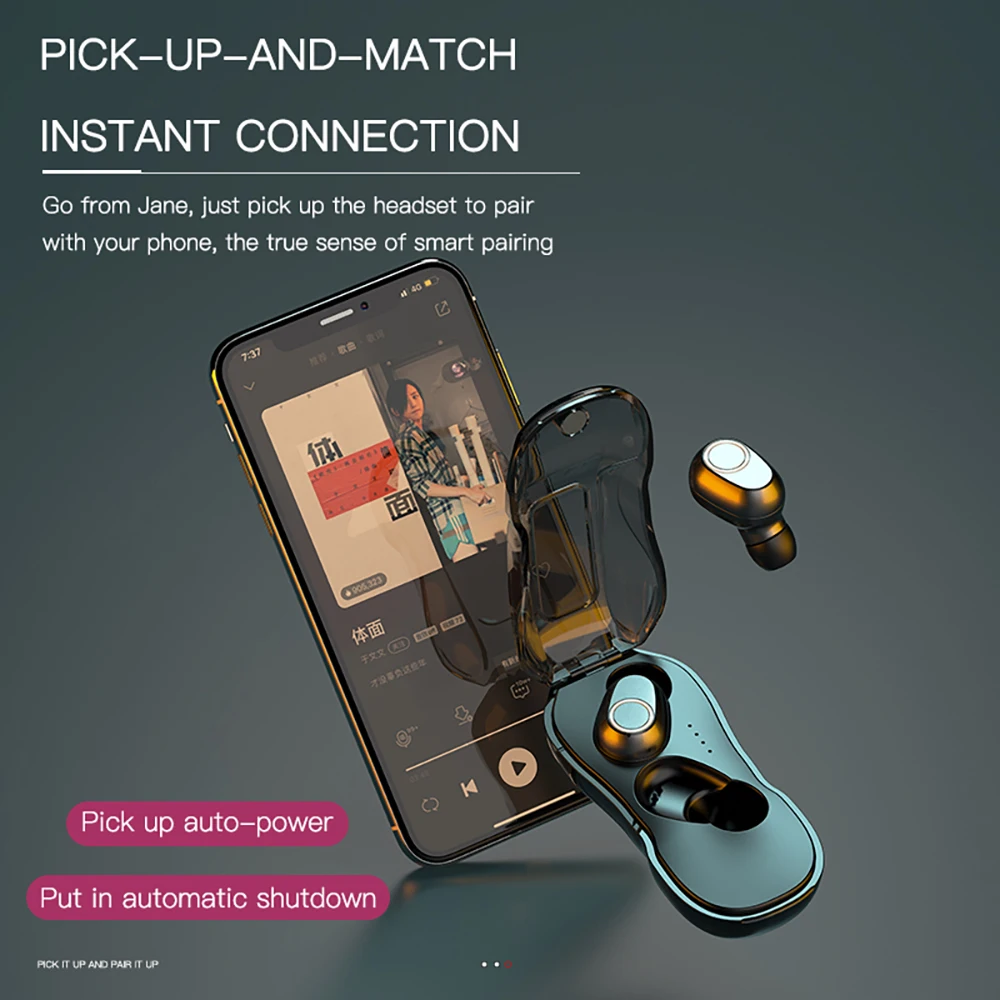 TWS Bluetooth earphone Bluetooth 5 0 Wireless Stereo Earbuds Sport Waterproof Headset with microphone Car model earphone