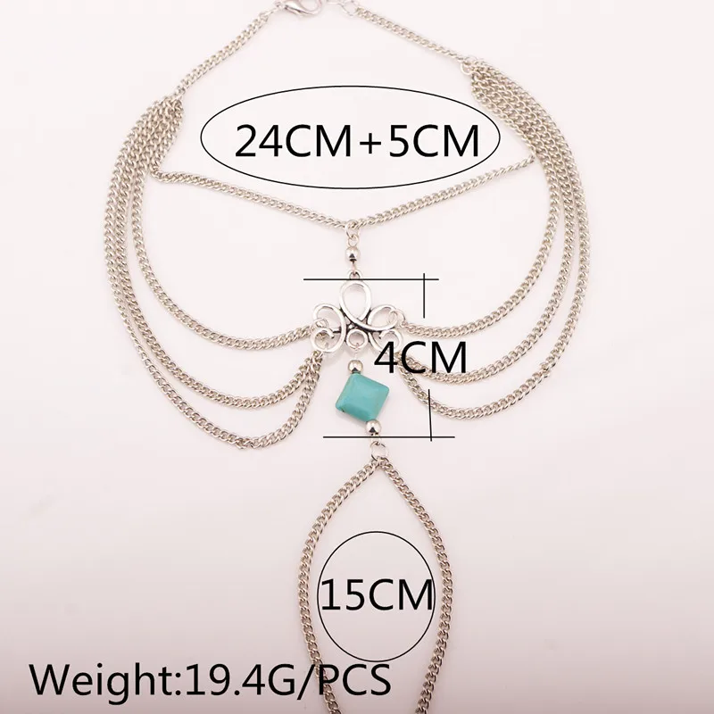 

New Style Creative Accessories Europe And America Fashion Simple Bohemian Retro Blue Turquoise Tassels Beach Anklet