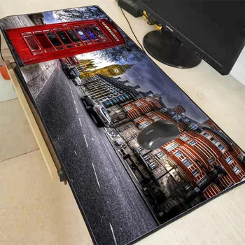 

London Big Ben Telephone Large Mouse Pad Gaming Mousepad Anti-slip Natural Rubber Gaming Mouse Mat with Locking Edge