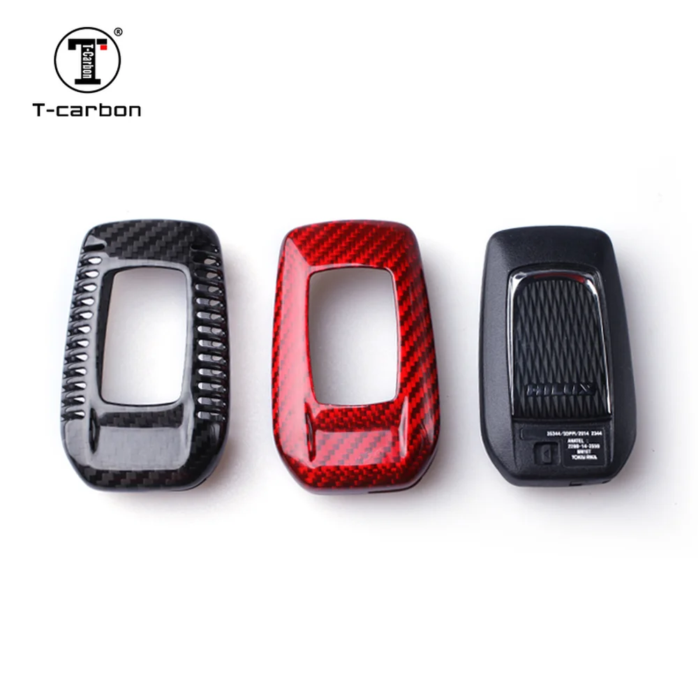 T-carbon Carbon Fiber Key Case Cover for Toyota Land Cruiser 86 Rav4 Reiz Crown Levin Callora Camry Hanlander Prado Key Cover