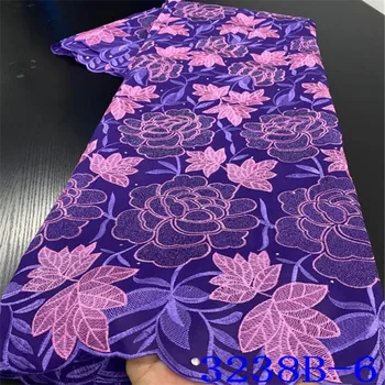 

Purple 100% Cotton Swiss Voile Lace 2020 French Mesh Lace Fabric For Wedding Party Dress Embroidered African Dry Lace NA3238B-1