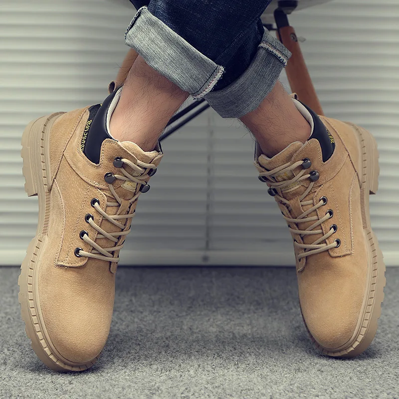 

Martin Boots Men's 2019 Autumn & Winter New Style Genuine Leather Boots Desert Worker Boots zhong gao bang Workwear Men's Boot L