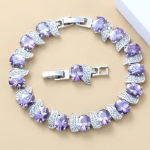 Браслет серебряный 925 пробы с камнями из аметиста